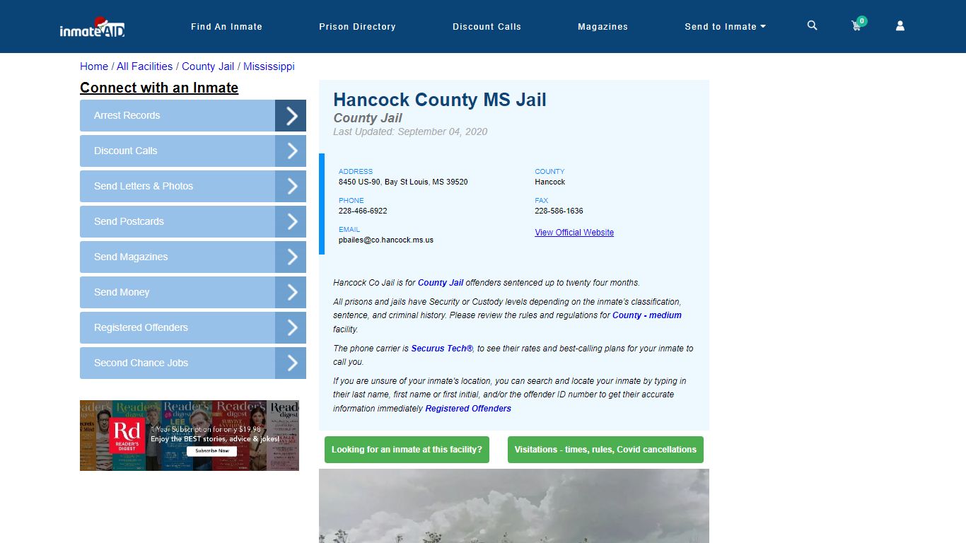 Hancock County MS Jail - Inmate Locator - Bay St Louis, MS